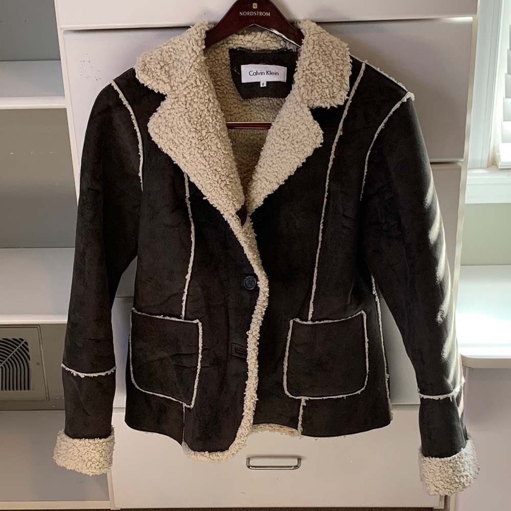 Like New Calvin Klein Sherpa Suede Jacket